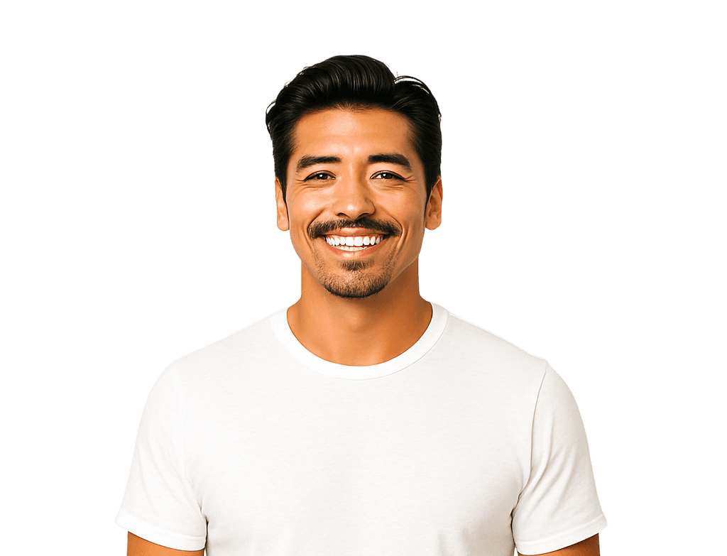 Sonriente trabajador de operaciones con camiseta blanca