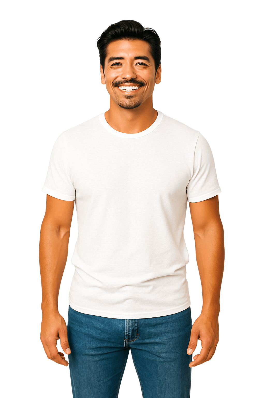 Sonriente trabajador de operaciones con camiseta blanca